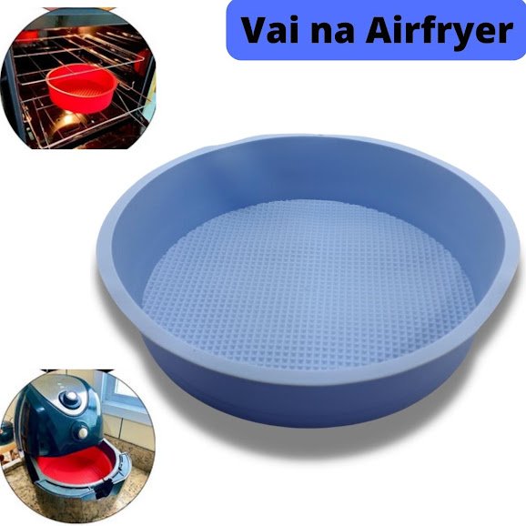 Ver imagem 1 de Forma Para Bolo Silicone 20cm Microondas Fritadeira Air Fray:Azul