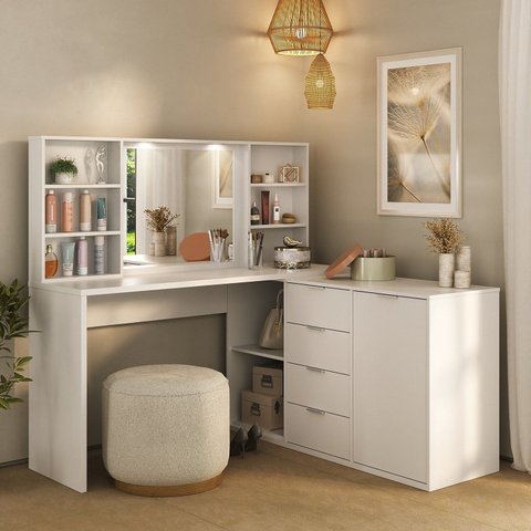 Penteadeira com Espelho 4 Gavetas Foscarini