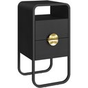 Ver imagem 2 de Mesa de Cabeceira Industrial Orgânico 2 Gavetas 30cm Alek A03 Nero Preto - Lyam Decor