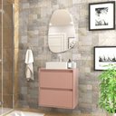Ver imagem 1 de Gabinete para Banheiro com Cuba e Espelheira Organica 60cm Mdf Rosa Dubai - On Móveis