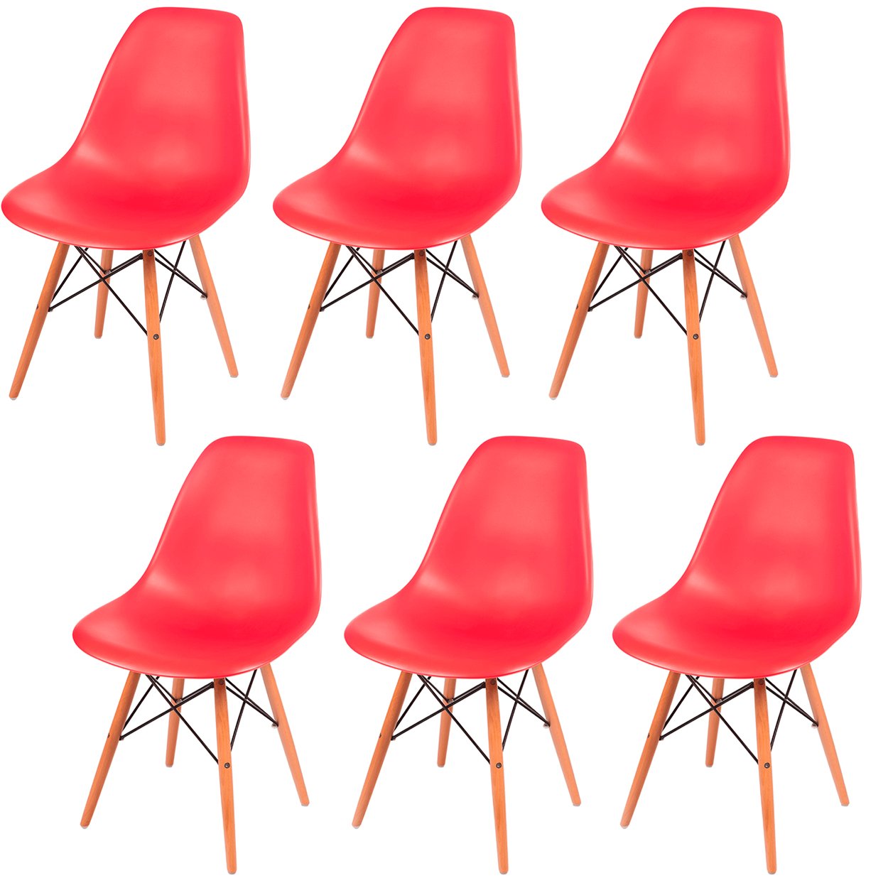 Kit 6 Cadeiras Eames Eifell 130Pp Cor: Vermelha
