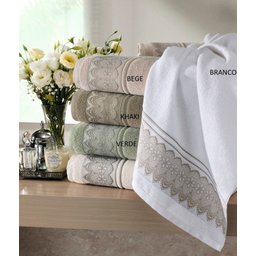 Toalha de Banho Santista 100% Algodão Platinum Jacquard Fio Penteado Blanc Branco - 2