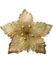 Ver imagem 3 de Kit 8 Flores Artificial Glitter Enfeite Dourado Natal 25cm