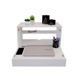 Escrivaninha Suspensa Bancada Compacta com Gaveta Mesa para Notebook Branco Laca - 2