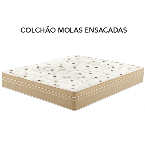 Colchão Molas Ensacadas 128x188x24 - Lateral Bege Premium