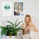 Ver imagem 1 de Kit 2 Quadros Banheiro Girafinha Baby Relax 45x34cm - com Vidro:moldura Branca