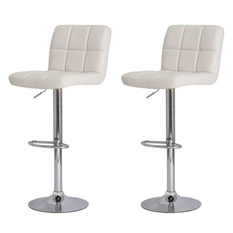 Kit 2 Banquetas Gomos Branca Estofada Em Couro Ecológico