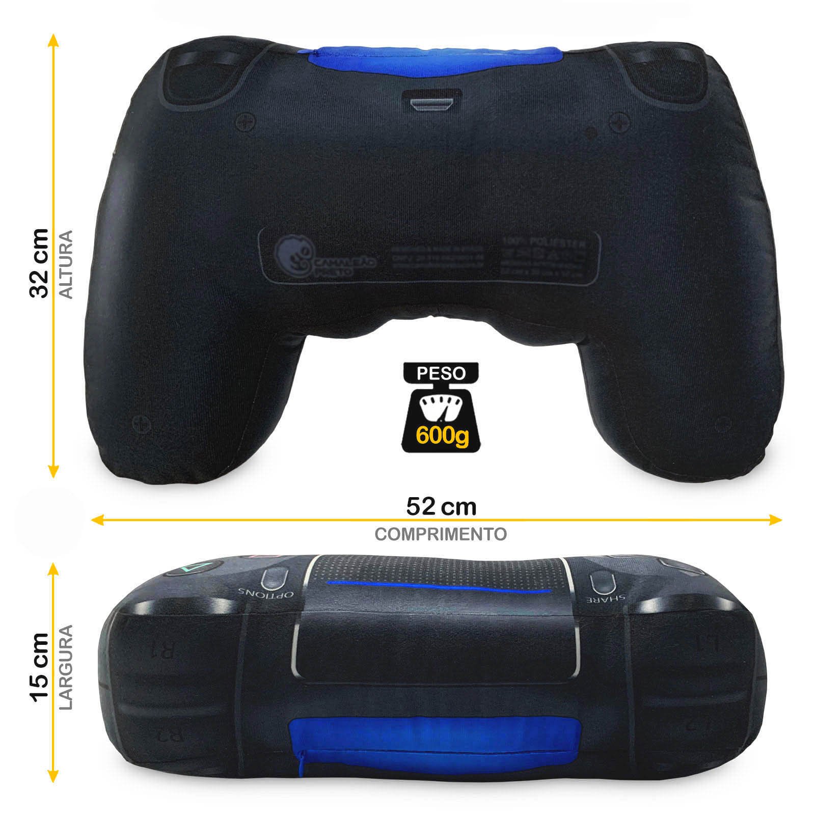 Almofada Gamer Controle de Videogame Joystick Playpillow 4 Preto - 6