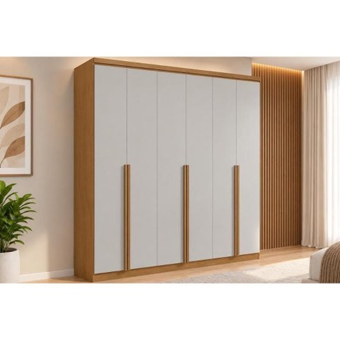 Guarda Roupa 6 Portas 4 Gavs Alonzo Lopas Amêndoa