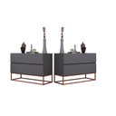 Ver imagem 1 de Kit 2 Mesa Cabeceira Industrial Com Pés de Ferro Cobre 2 Gavetas Puxador Cava Cor Cinza