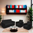 Ver imagem 2 de Sofá + 2 Poltrona para Sala de Estar Moderno Confortável Veneza Suede
