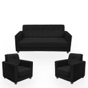 Ver imagem 1 de Sofá + 2 Poltrona para Sala de Estar Moderno Confortável Veneza Suede