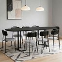 Ver imagem 1 de Mesa Retangular Alina 200cm Preto com 8 Cadeiras Barcelona N01 Couríssimo Preto Linho Cinza - Lyam