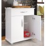 Armário para Cozinha Pequeno Madeira Branco com Rodinhas - 1