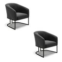 Ver imagem 1 de Kit 2 Poltronas Stella Suede Preto Base Industrial Preto - D’Rossi