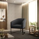 Ver imagem 2 de Kit 2 Poltronas Stella Suede Preto Base Industrial Preto - D’Rossi