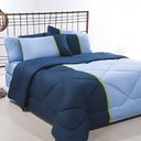 Ver imagem 6 de Enxoval Edredom + Jogo de Cama King Aconchego Premium 06 Peças - Azul- Marinho