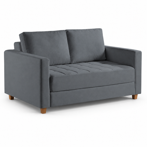 Sofá Cama Casal 2 Lugares com Colchão 150cm em Linho - Cinza