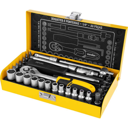 Jogo de Soquetes e Ponteiras Encaixe 1/4" com 33 Pcs Vonder - 2