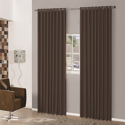 Cortina Blackout Em Tecido 6,00x2,80 Corta Luz Marrom