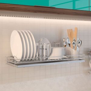 Escorredor de Louça, Pratos e Talheres em Inox com Bandeja