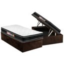 Ver imagem 1 de Cama Box Baú Solteiro: Colchão Espuma Castor D33 Black e White Air Euro Pillow + Base CRC Suede Brow