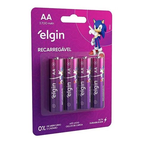 Pilha Recarregável Elgin Aa 2700mah Blister com 04 Unidades
