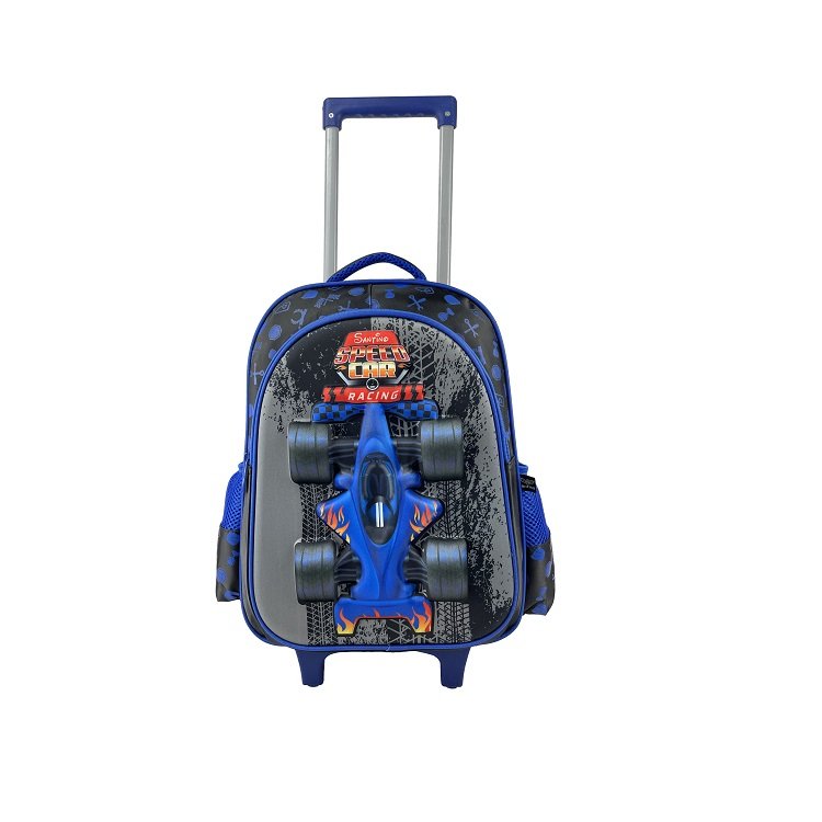 Mochila com Rodas + Lancheira + Estojo Santino Speed Car Russel Azul Marinho - 2