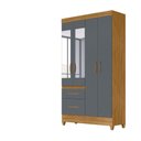 Ver imagem 1 de Guarda Roupa 4 Portas Com Espelho Madri Freijó Cinza 852031