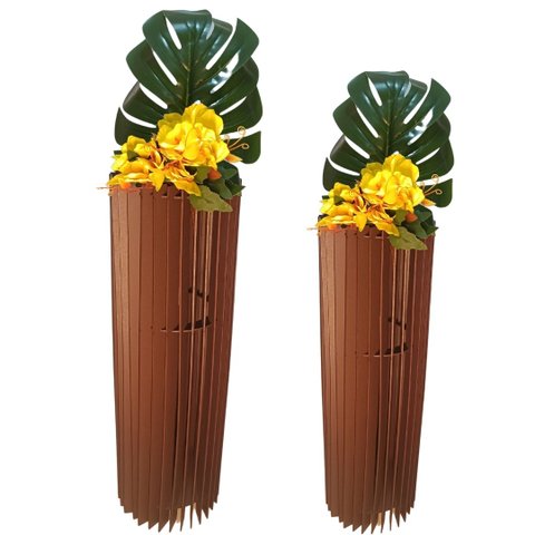 Vaso de Chão Decorativo Grande Torre -:marrom/kit com 2 - 70x20cm e 60x20cm