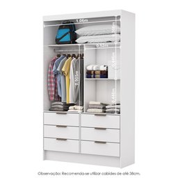 Closet de Casal Sevilha com 6 Gavetas Carioca Móveis Branco - 2