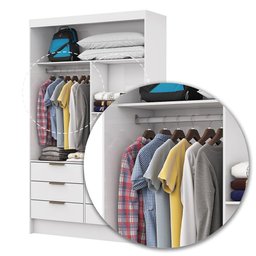 Closet de Casal Sevilha com 6 Gavetas Carioca Móveis Branco - 5
