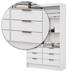 Closet de Casal Sevilha com 6 Gavetas Carioca Móveis Branco - 4