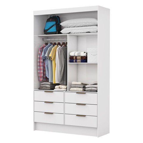 Closet de Casal Sevilha com 6 Gavetas Carioca Móveis Branco