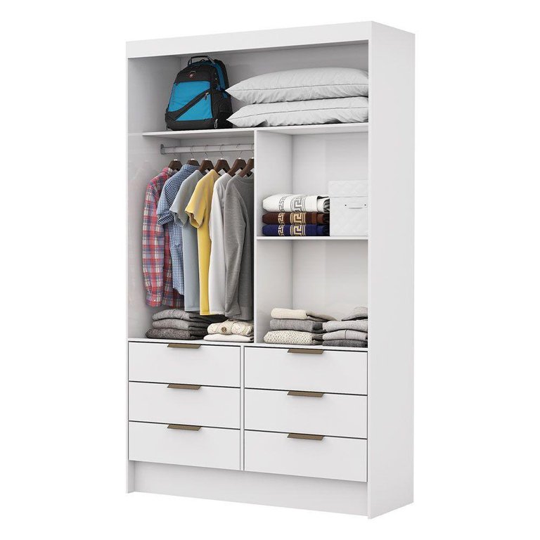 Closet de Casal Sevilha com 6 Gavetas Carioca Móveis Branco