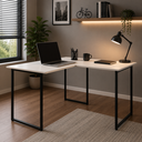 Ver imagem 1 de Mesa em L Industrial para Estudo e Trabalho Max 150x150 cm - Branco