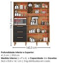 Ver imagem 3 de Kit Cozinha 5 Portas 3 Gavetas 161 cm Mari Cinamomo Preto Zanz