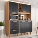 Ver imagem 2 de Kit Cozinha 5 Portas 3 Gavetas 161 cm Mari Cinamomo Preto Zanz