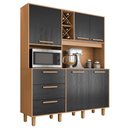 Ver imagem 1 de Kit Cozinha 5 Portas 3 Gavetas 161 cm Mari Cinamomo Preto Zanz
