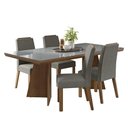 Ver imagem 2 de Conjunto Sala de Jantar Tampo de Vidro 4 Cadeiras Rustic/Cinza/Silver Todi Madesa