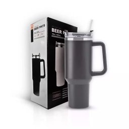 Copo Térmico Grande 1200 Ml Canudo Cinza - 1 Copo Térmico Grande 1200 Ml Canudo Cinza - 1