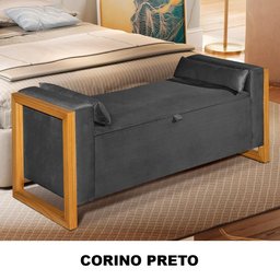 Recamier Divã Baú Para Cama Casal 1.40 Imperial Corino Preto - LH Móveis - 2 Recamier Divã Baú Para Cama Casal 1.40 Imperial Corino Preto - LH Móveis - 2