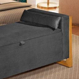 Recamier Divã Baú Para Cama Casal 1.40 Imperial Corino Preto - LH Móveis - 8 Recamier Divã Baú Para Cama Casal 1.40 Imperial Corino Preto - LH Móveis - 8