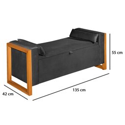 Recamier Divã Baú Para Cama Casal 1.40 Imperial Corino Preto - LH Móveis - 4 Recamier Divã Baú Para Cama Casal 1.40 Imperial Corino Preto - LH Móveis - 4