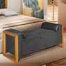 Recamier Divã Baú Para Cama Casal 1.40 Imperial Corino Preto - LH Móveis - 9