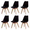 Ver imagem 1 de Kit c/6 cadeiras Leda – Charles Eames, Saarinen Wood com almofada preta
