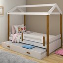 Ver imagem 1 de Bicama Solteiro Montessoriana Isa com Colchão MDF Branco Divaloto Móveis