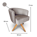 Ver imagem 2 de Poltrona Decorativa Leila em Linho Base de Madeira MQ Decor - Cinza Escuro Linho