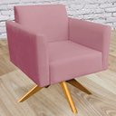 Ver imagem 2 de Kit 02 Poltronas Decorativas Isabella Base Giratória Madeira Suede Rosê - Gran Belo