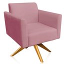Ver imagem 6 de Kit 02 Poltronas Decorativas Isabella Base Giratória Madeira Suede Rosê - Gran Belo